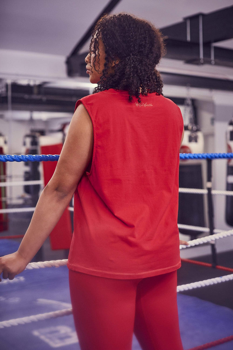 Red womens gym vest